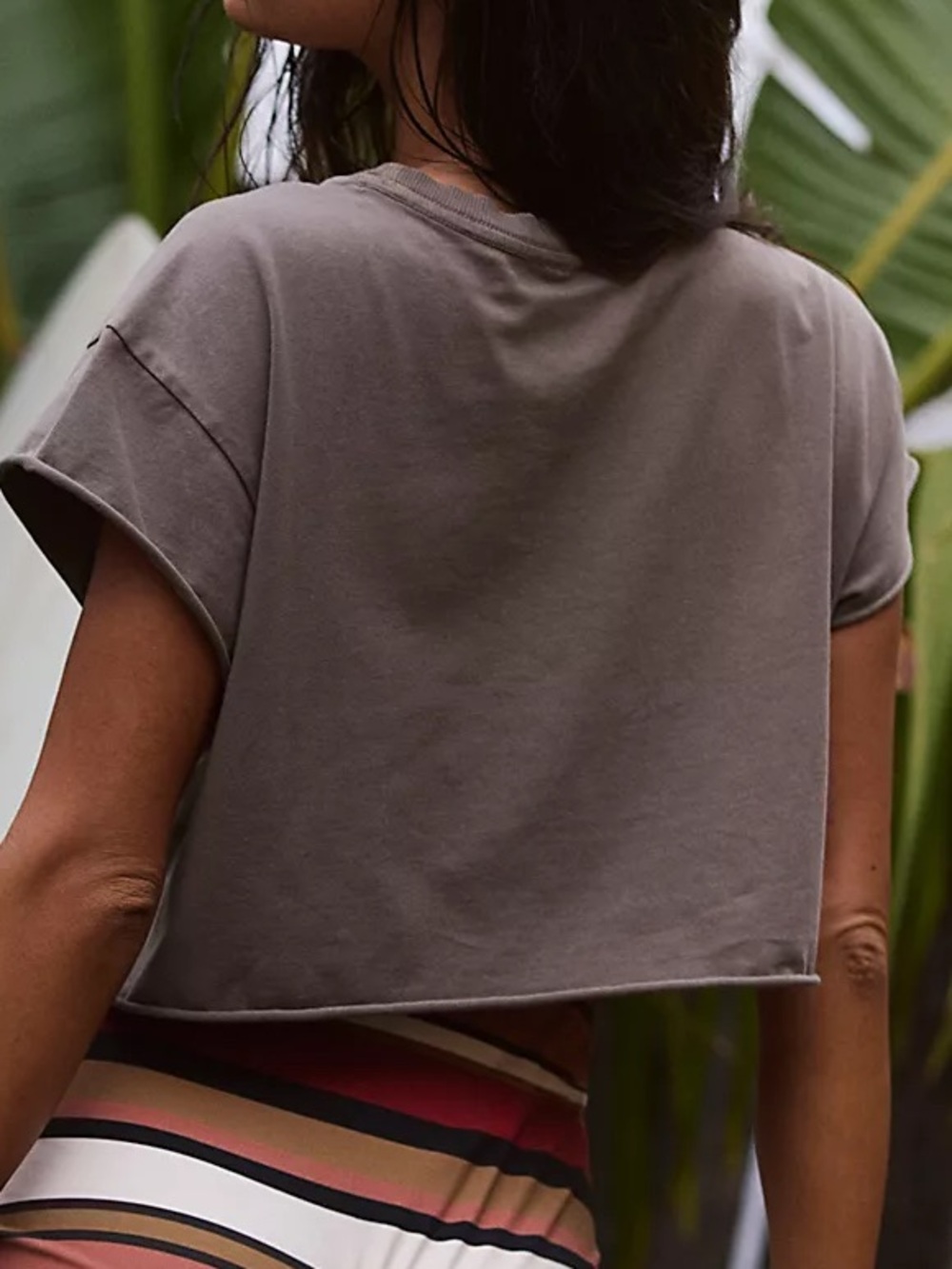 Free People Movement Hot Shot Cropped Tee Pewter Large NWOT - Picture 4 of 9